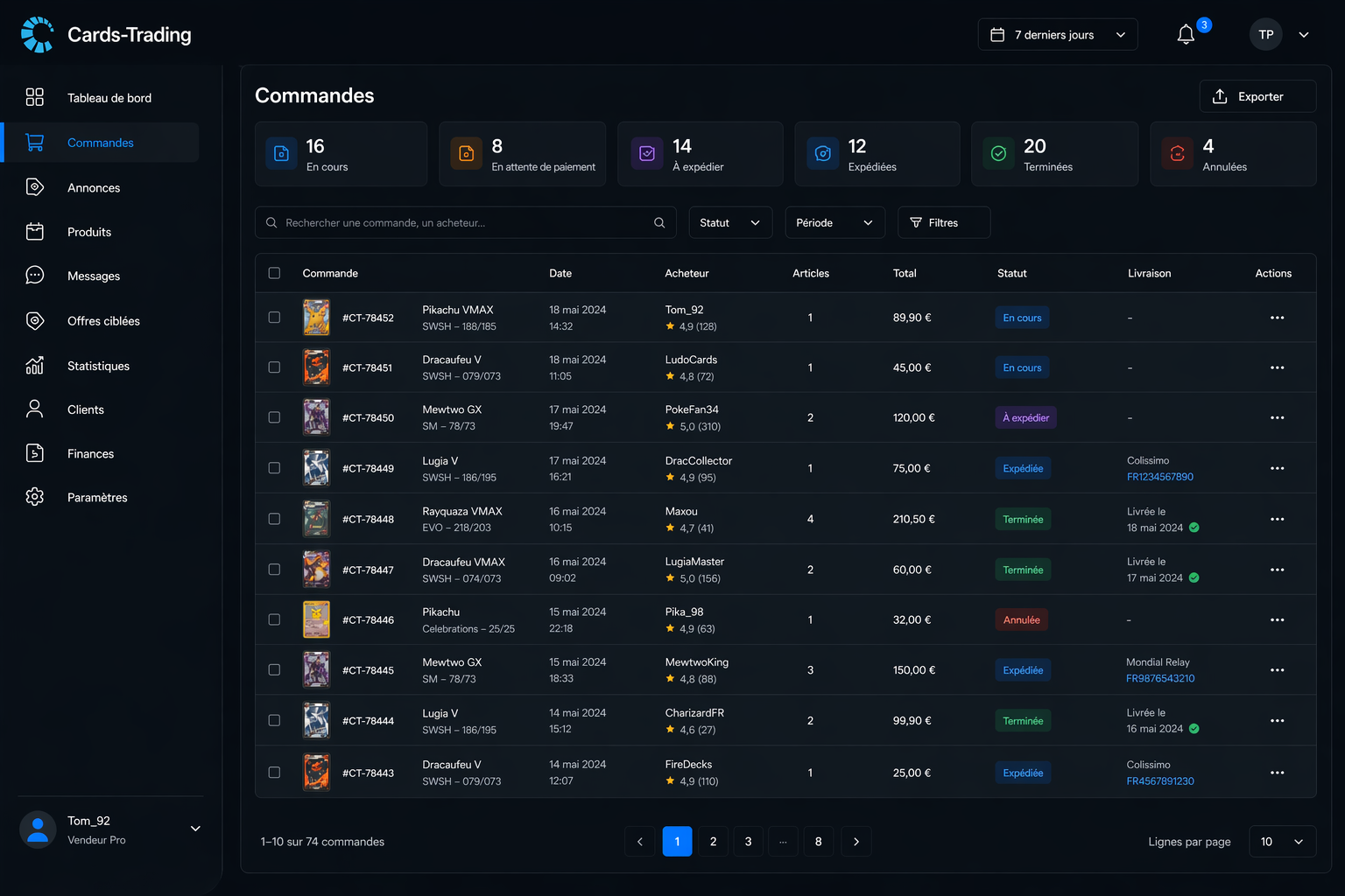 Cards-Trading.com — gestion de commandes et suivi des transactions pour vendeurs et acheteurs OPCG